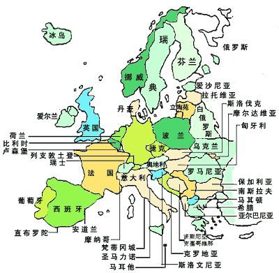 地图看世界欧洲国家的面积都不大而且多袖珍小国