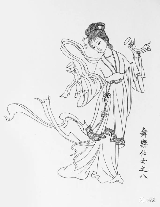 【古风美图】白描仕女图丨一笔一画勾勒出仕女美