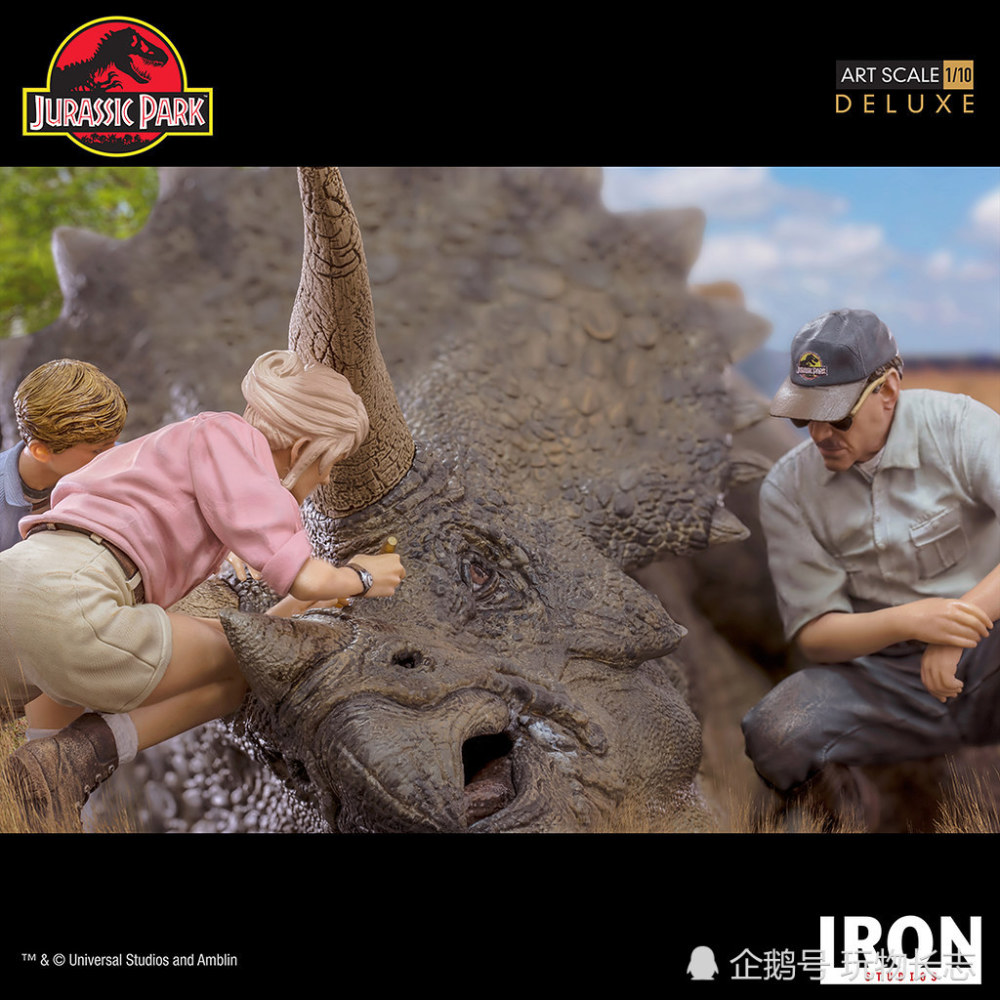 身临其境一般,ironstudios《侏罗纪公园》三角龙经典场景雕像