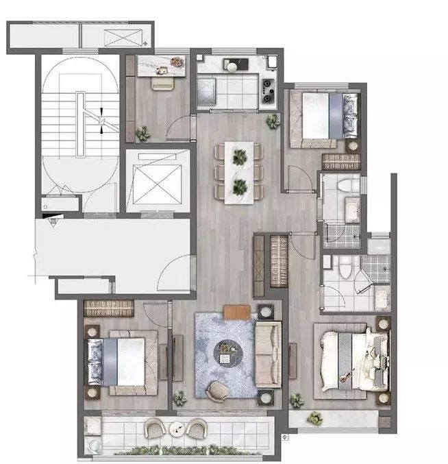 建筑面积约130㎡(四室两厅两卫)