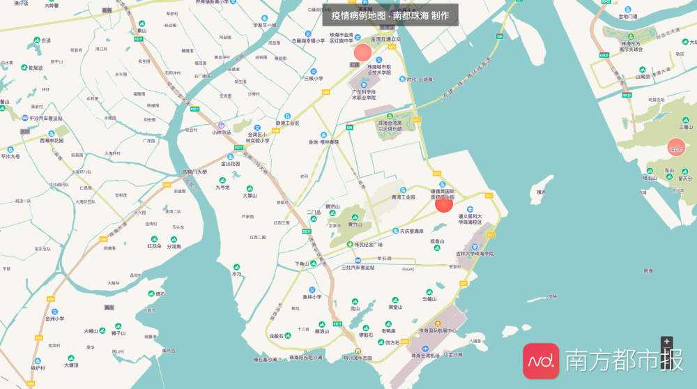 南都珠海上线"疫情病例位置地图",一图看懂确诊病例的活动区域