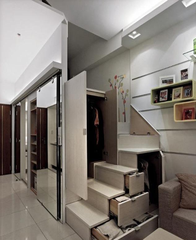 40平小户型2室一厅,楼梯厨房都可以隐藏,设计花了5千