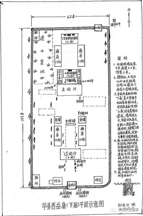 西岳庙(下庙)平面示意图 刘合心绘