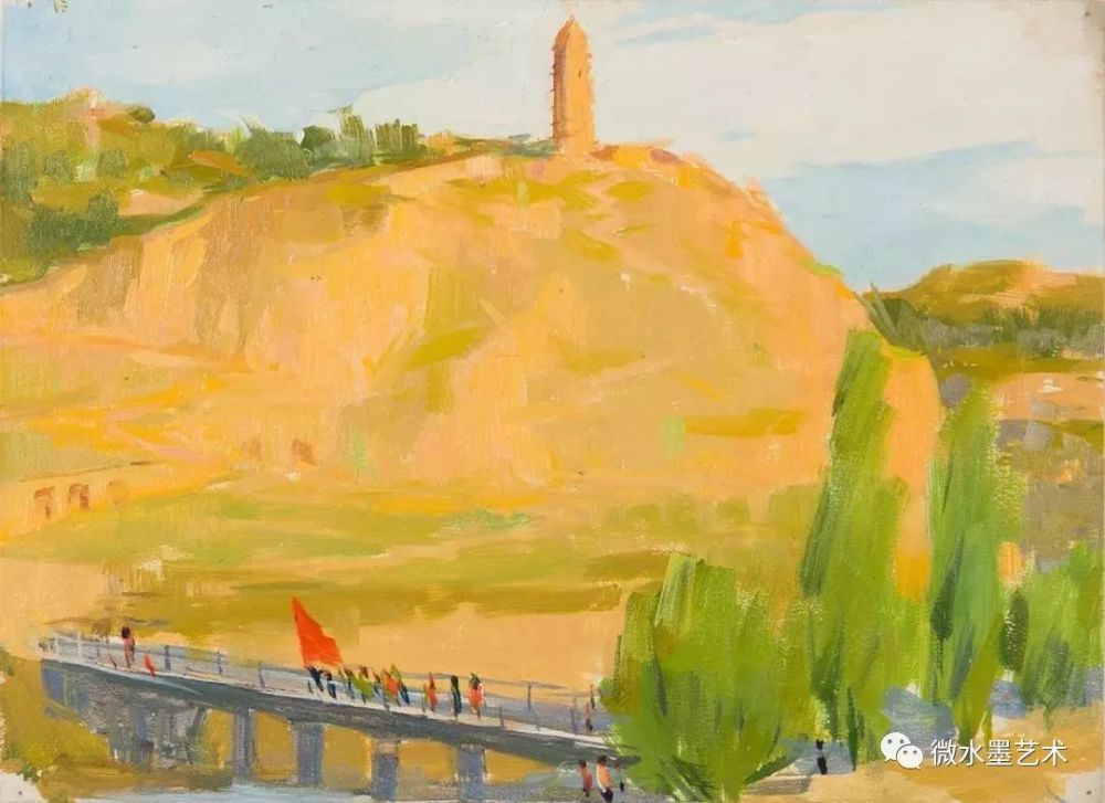 任之玉 延安宝塔山 其洒脱的笔触, 烂漫的油彩, 曾经为新中国的油画