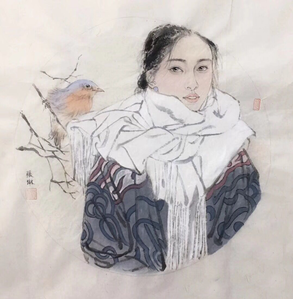 美院画家现代女性国画肖像作品欣赏
