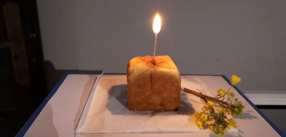 两根从食堂扯来的菜花,一根拿来当蜡烛的棉签,"生日蛋糕"就已准备就绪