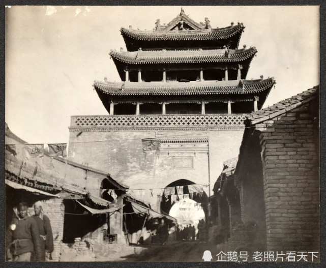 1914年山西蒲州城老照片 百年前的蒲州城楼城墙及街景