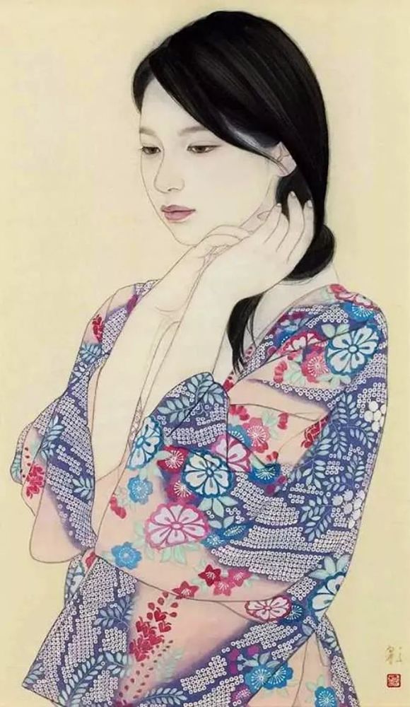 日本"小何家英"笔下的工笔人物,是你没有见过的柔美女性!