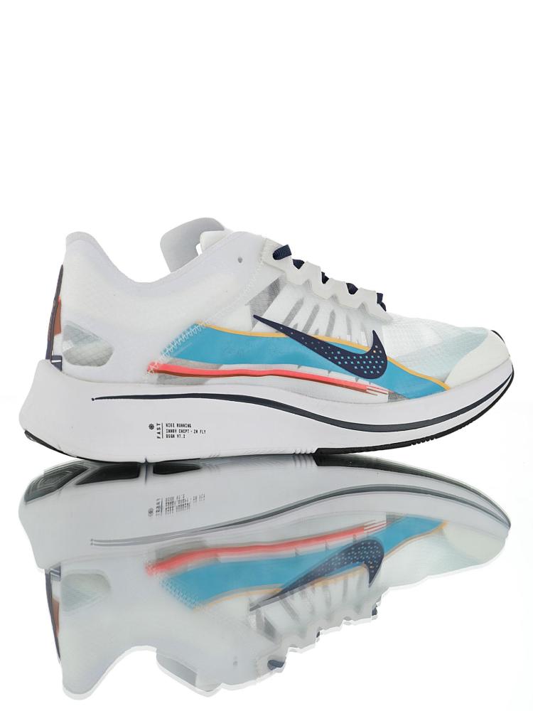 半透明鞋面 夸张涂鸦条纹,耐克zoom fly sp白深蓝红美队 开箱