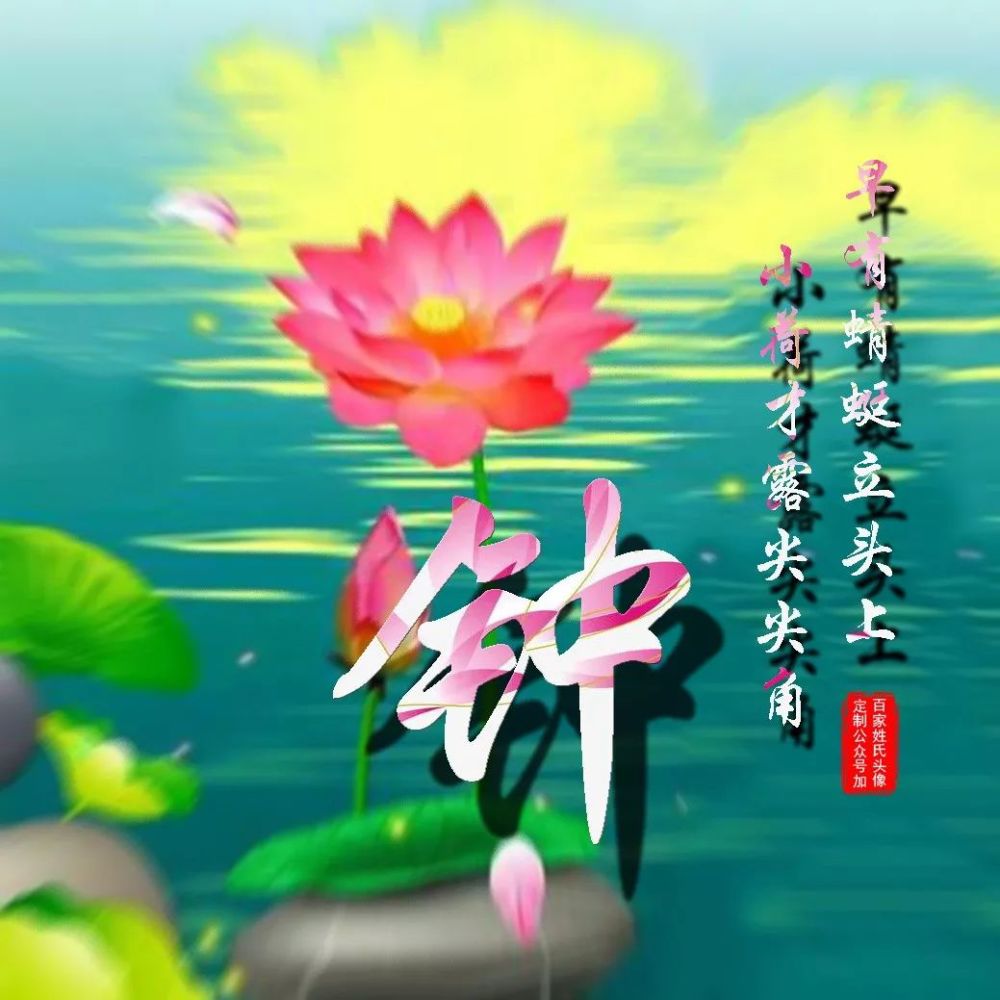 120张"玫瑰花"唯美姓氏头像,漂亮荷花,子道千年情,爱满百年好!
