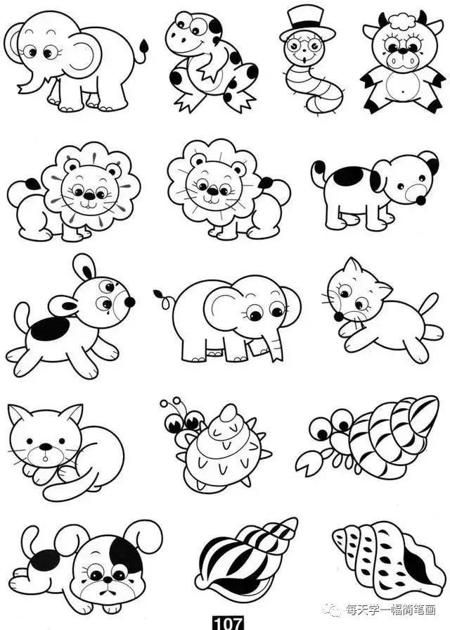 每天学一幅简笔画--各种小动物的100种简笔画法,超级实用的素材