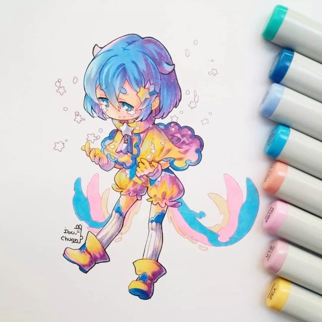 每天学一幅简笔画--卡通马克笔简笔画,颜色纯净漂亮!