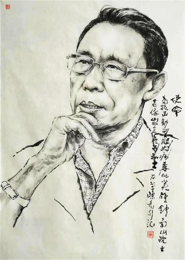 左臂画家陈东升水墨人物画《使命》之一.