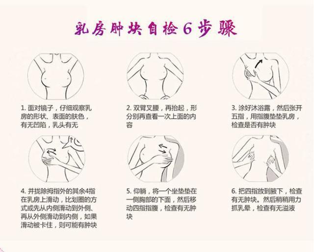 (4)锻炼身体,释放压力. (5)自检乳房,每月1次.