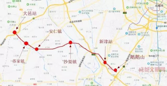 线网规划了解到,成都将开设大邑经由新津至天府新区的市域轨道s8线
