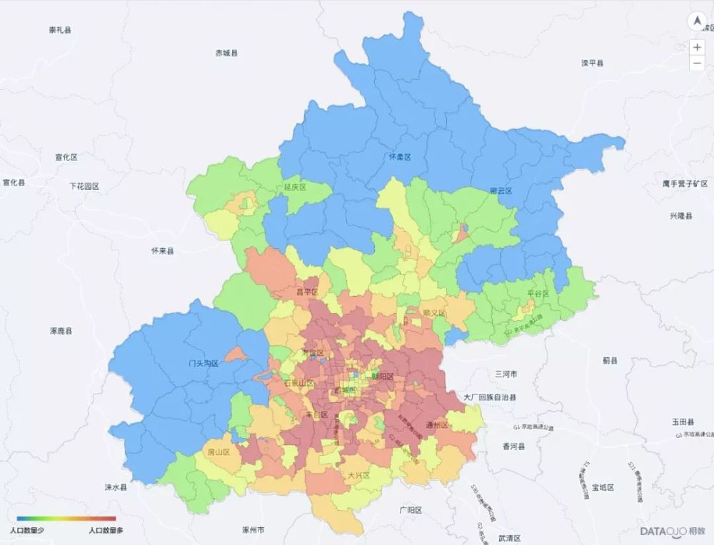 北京市人口分布(街道人口数据 及19/20春节迁徙规模指数对比 由
