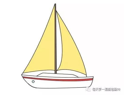 每天学一幅简笔画-帆船简笔画画法步骤图片教程