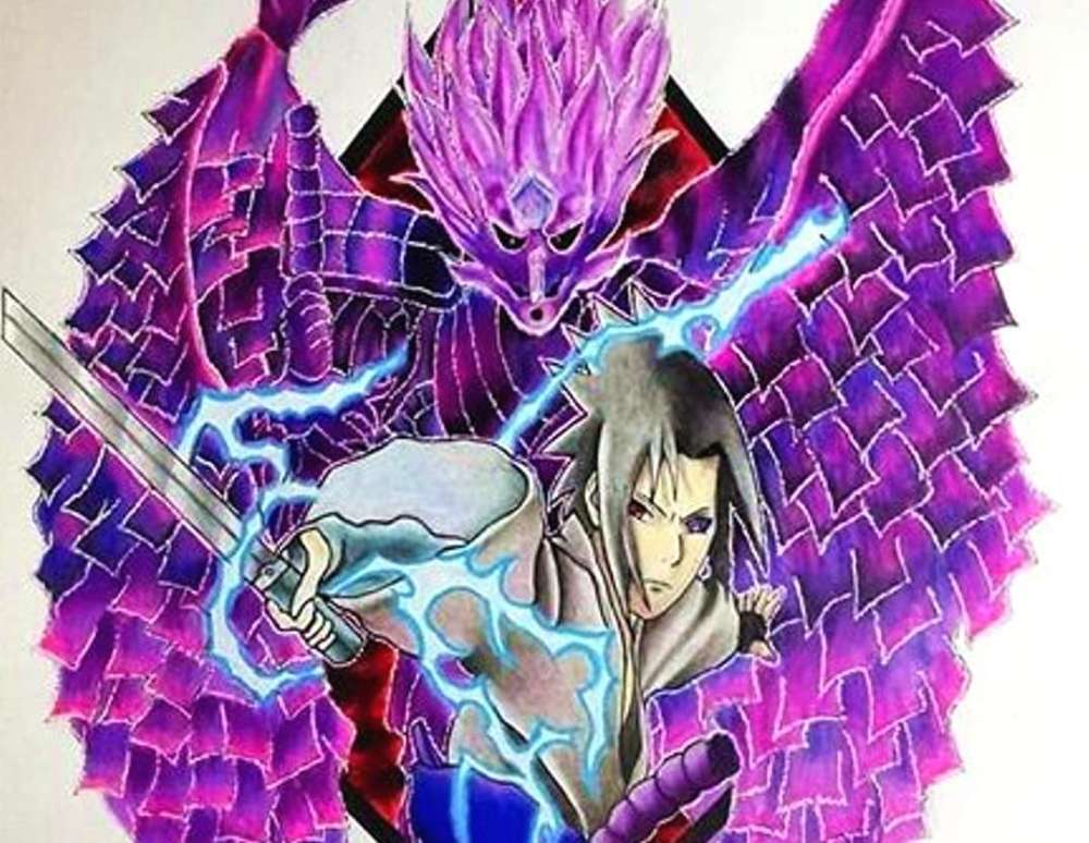 火影:一把彩铅还原须佐能乎,狂野画风不输岸本