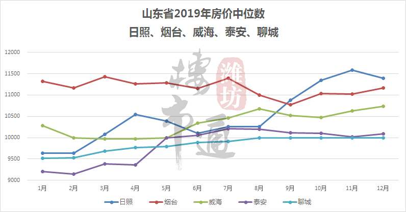 青岛和济南的房价在山东属于第一梯队,全年走势大致相同,下半年的