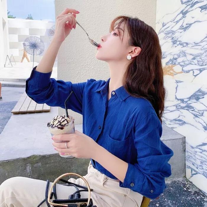 蓝色系女生头像