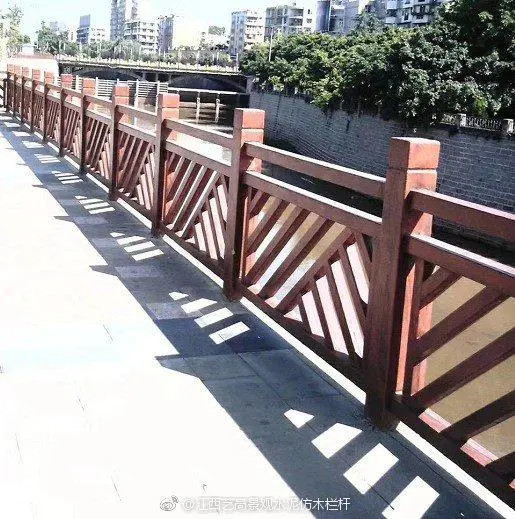 永州河道栏杆万字型水泥仿木效果图