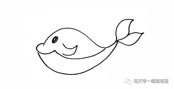 每天学一幅简笔画-鲸鱼卡通简笔画步骤图片教程