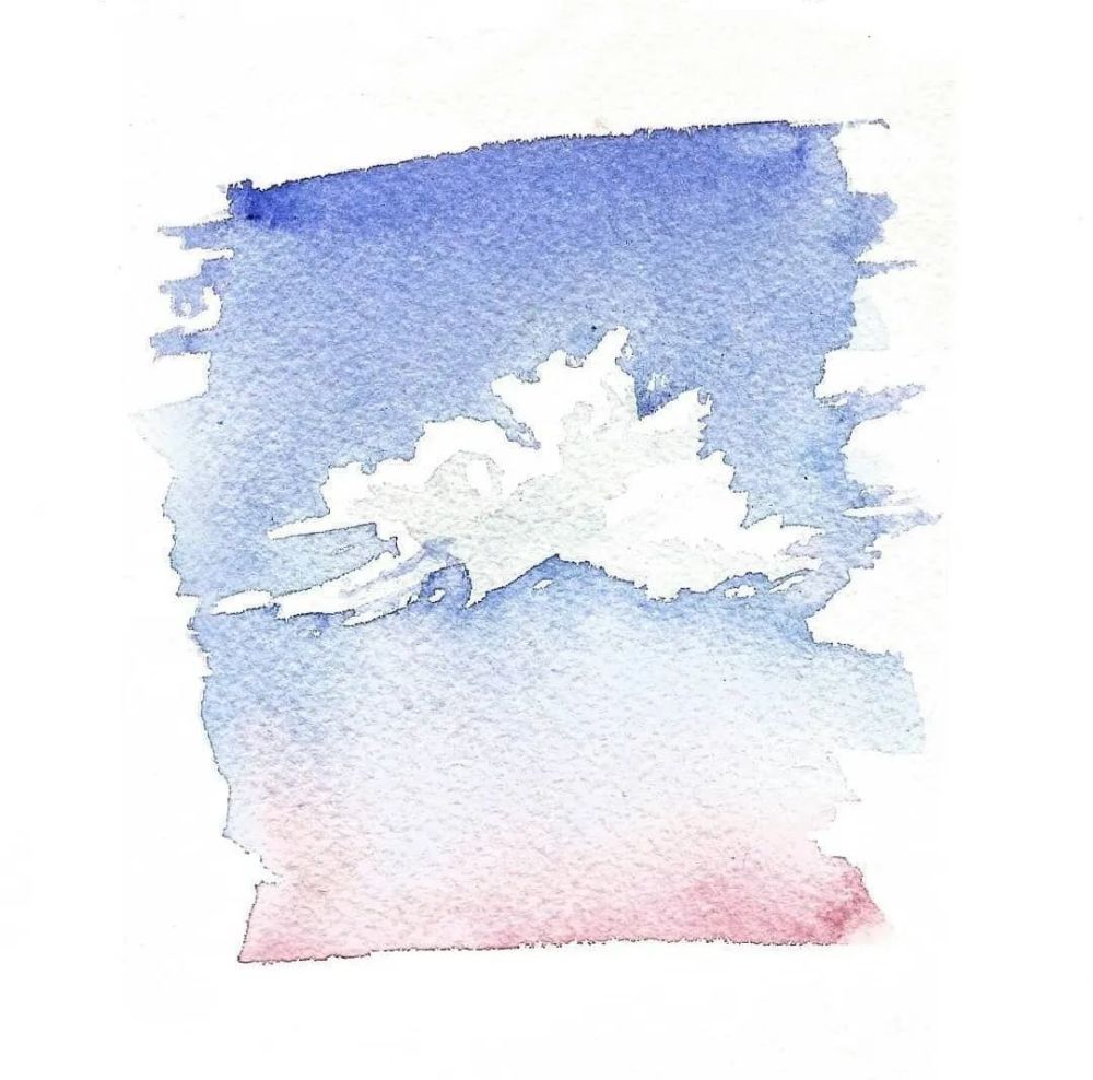 4个步骤教你画出天空白云水彩画!