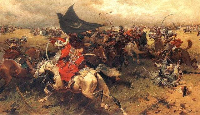 第一次俄土战争,波土战争中,土耳其轻骑兵冲击波兰重骑兵队伍.