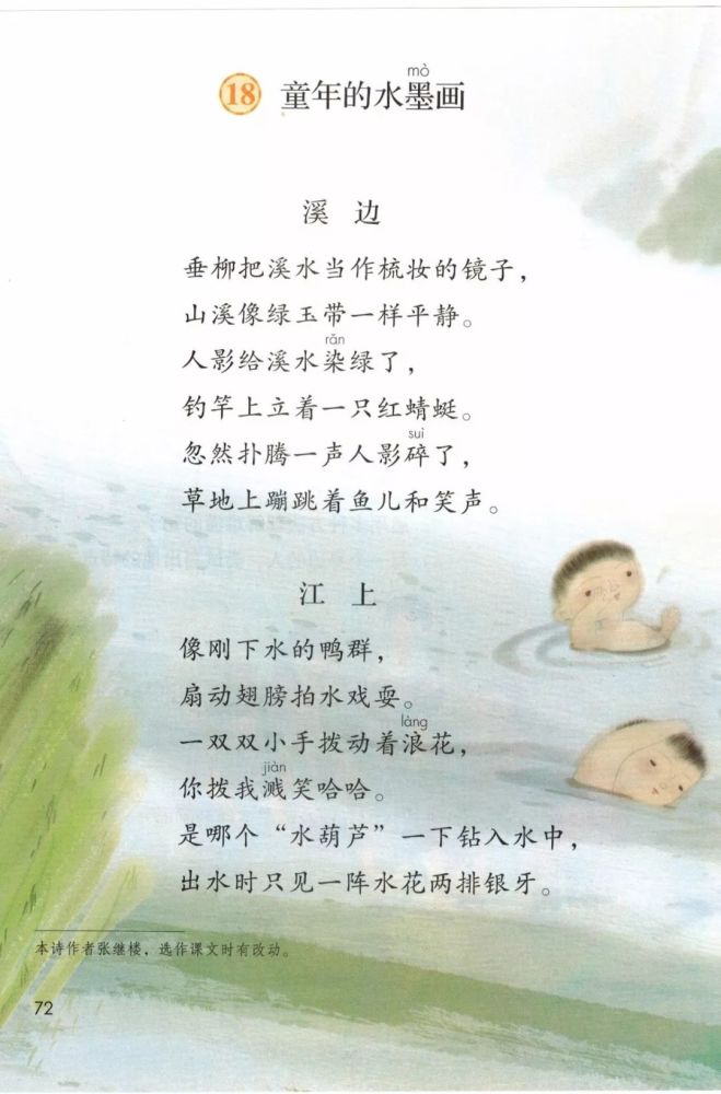 童年的水墨画 课文知识点 一,生字组词 墨mò(墨水,油墨,笔墨,水墨画)