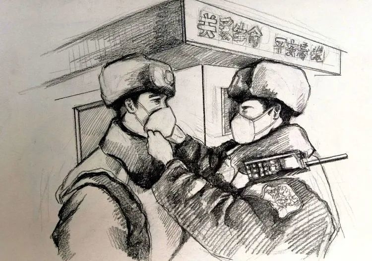 民警手绘战疫漫画展现实版抗疫阻击战