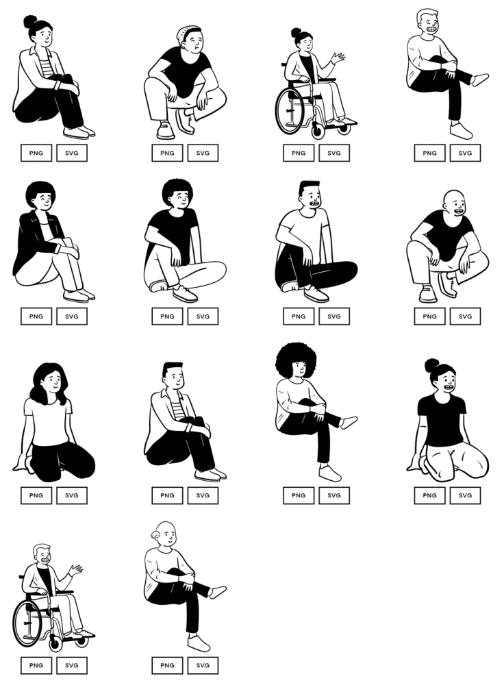 部分坐姿人物插图