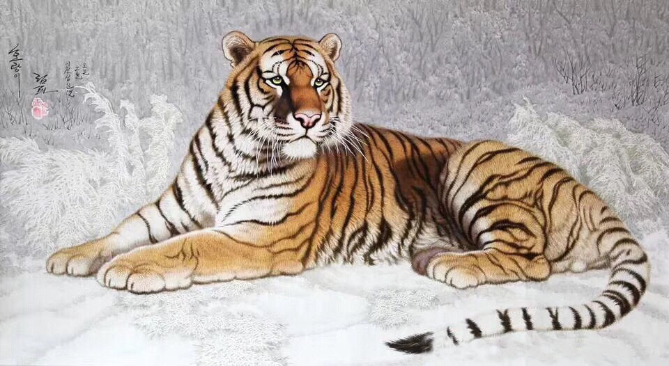 虎虎生威——威猛的老虎国画图