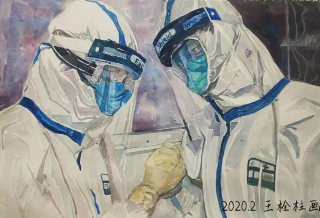 王栓柱抗疫美术作品欣赏!_腾讯新闻