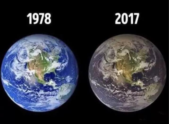 看看地球几十年的变化过程,你会沉默