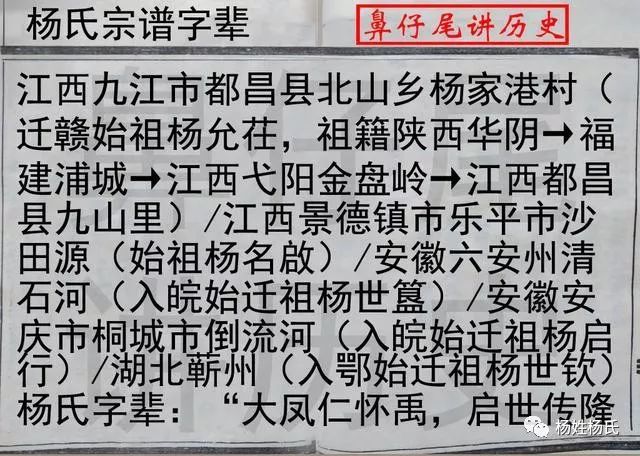 此外,杨姓的主要堂号还有:孔庙堂,不李堂,不陈堂,光裕堂,赐书堂