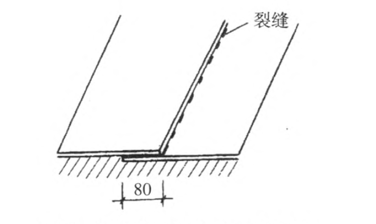 卷材搭接缝处有规则裂缝