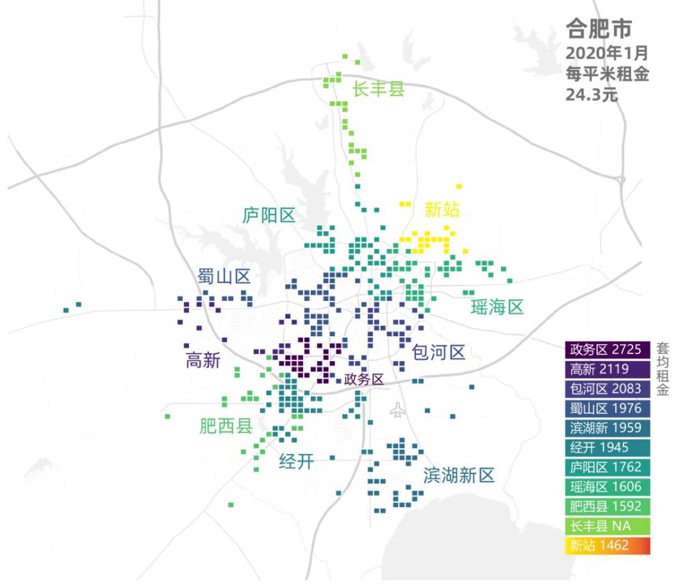 2020年最新房租地图出炉18个城市210个城区