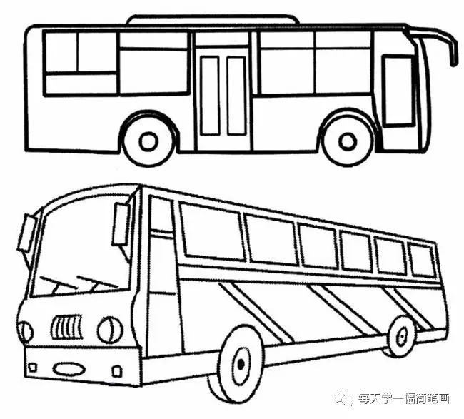 每天学一幅简笔画公共汽车简笔画图片大全