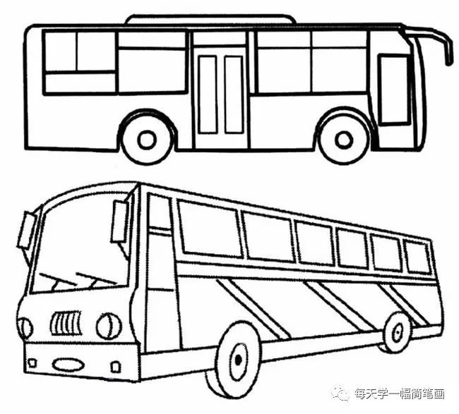 每天学一幅简笔画-公共汽车简笔画图片大全