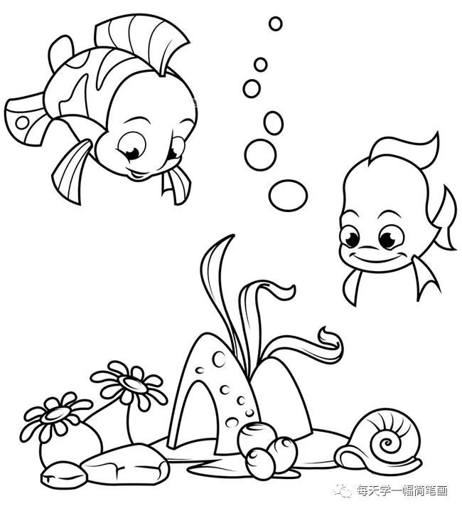 每天学一幅简笔画--海底世界简笔画