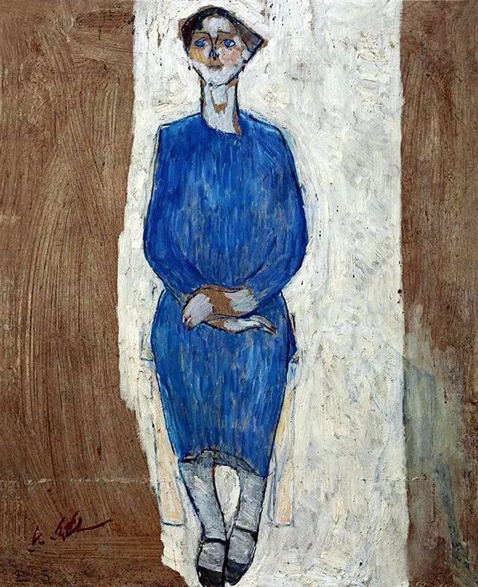 这幅绘于1987年的《绿衣女子》属其"塞尚式"艺术成熟期作品,画中人物