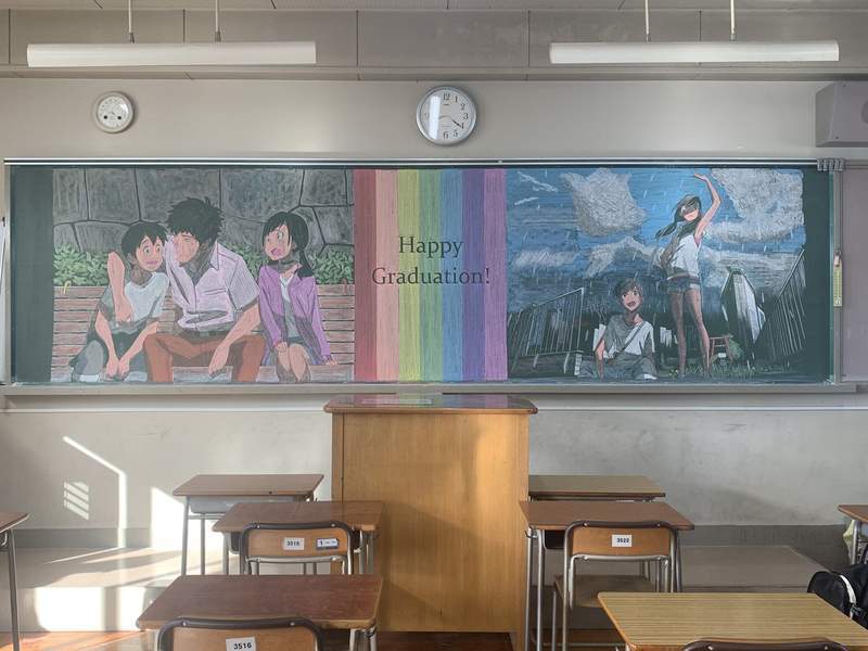 唯美又感触:毕业纪念黑板画,待在学校最后一刻也有着满满的感动