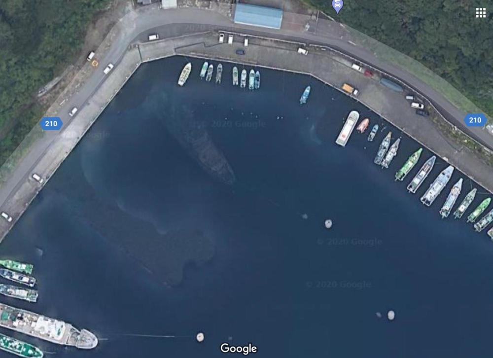 谷歌地图发现这个港口水面下有一个奇怪的东西!
