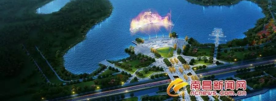 九龙湖公园入口激光音乐喷泉建设近况!