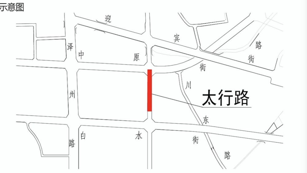 拟选址位置:城区东南新区 项目名称:太行路中段(中原街白水街)