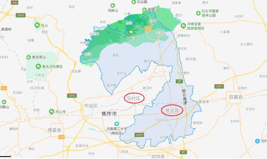 河南焦作一个县,城际铁路过境,拥有5a级云台山景区