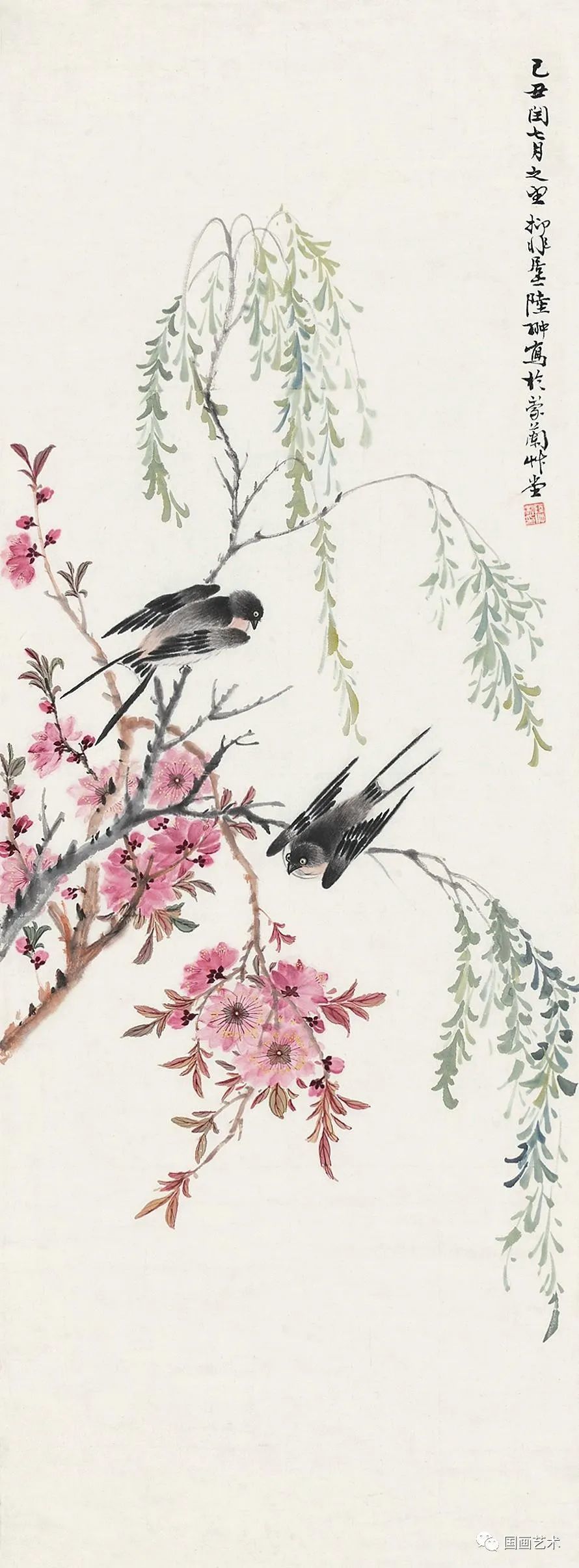 古今名家笔下的柳燕图:桃花含笑柳含烟,燕子飞飞三月天