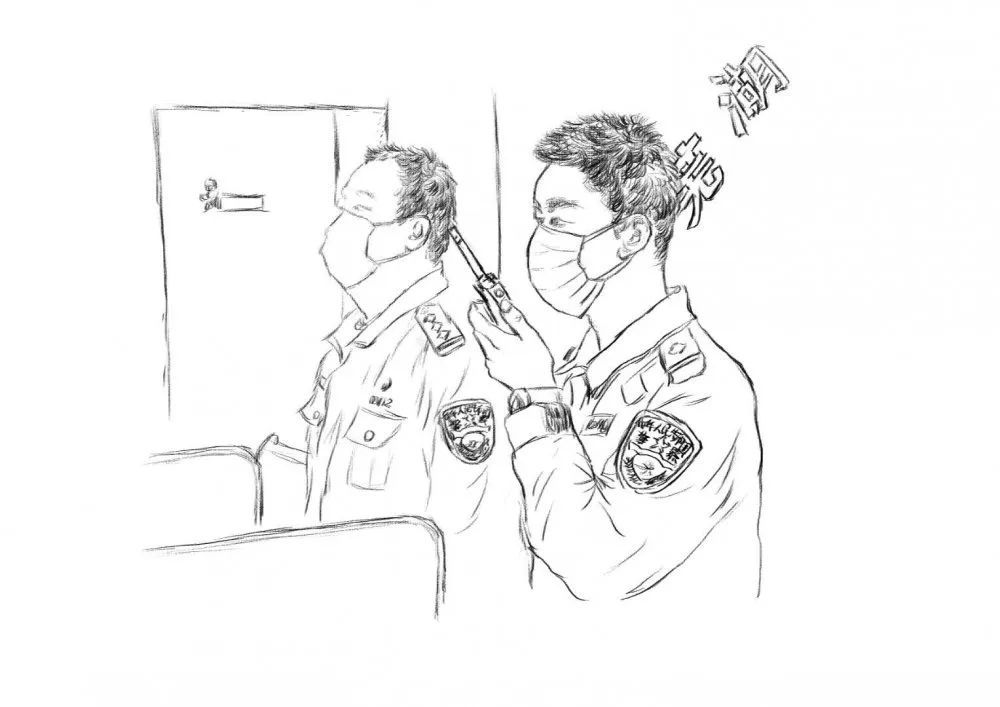 速写!画出特警战"疫"一线,最美的你