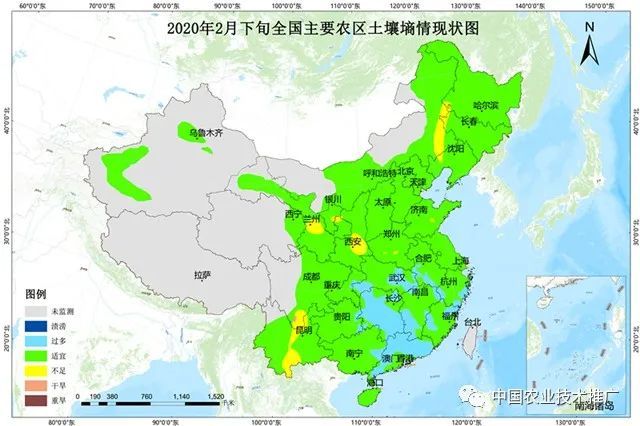 春耕春管期间全国农田土壤墒情