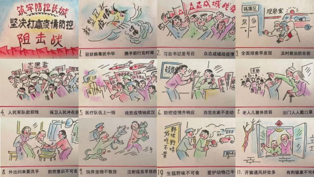 陈季先创作的"众志成城战疫情"主题漫画